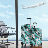 Cyan Tahiti Tiare Monstera Luggage Cover Polynesian Pattern Curve Style LT01 - Polynesian Pride