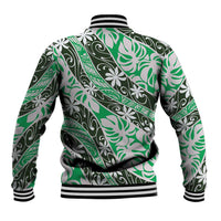 Matie Tahiti Tiare Monstera Baseball Jacket Polynesian Pattern Curve Style LT01 - Polynesian Pride
