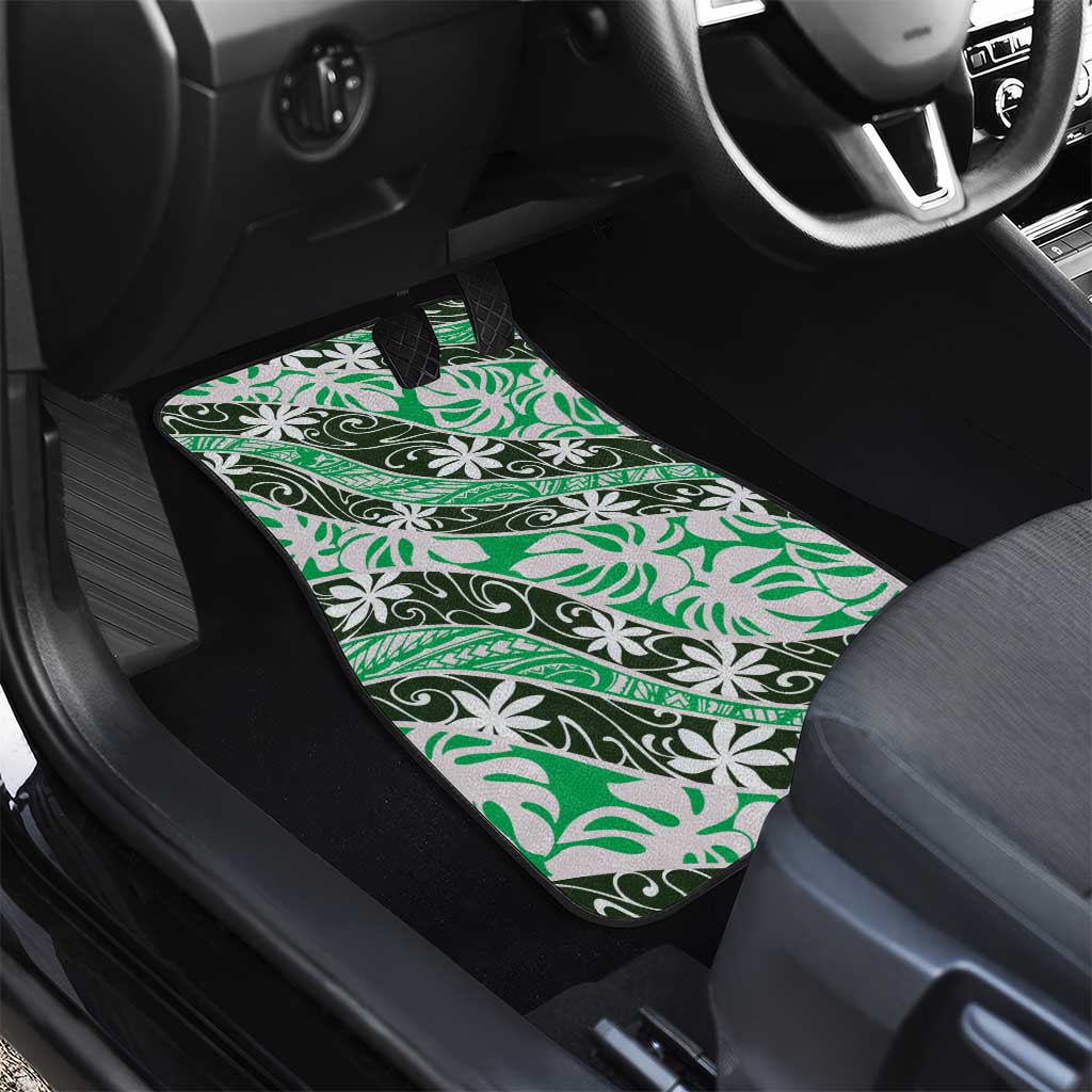 Matie Tahiti Tiare Monstera Car Mats Polynesian Pattern Curve Style LT01 - Polynesian Pride