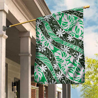 Matie Tahiti Tiare Monstera Garden Flag Polynesian Pattern Curve Style LT01 House Flag Green - Polynesian Pride