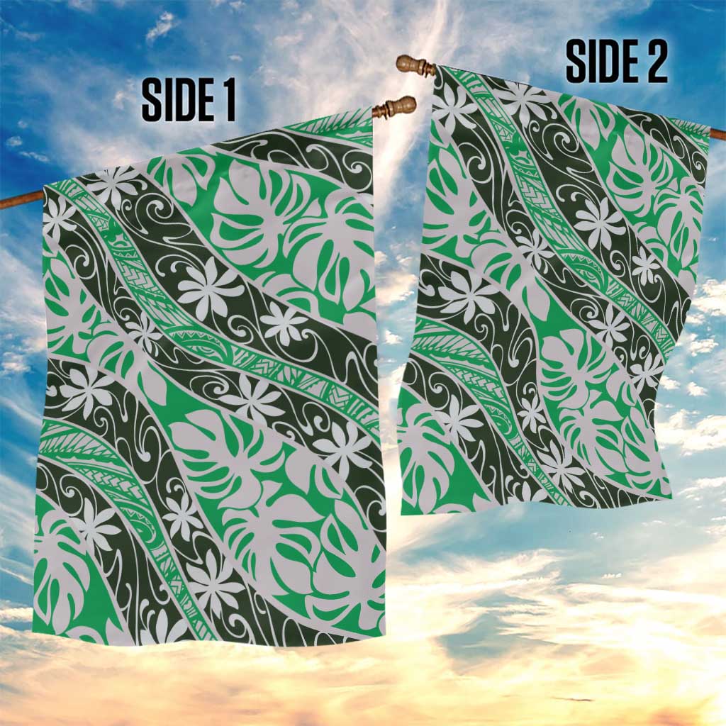 Matie Tahiti Tiare Monstera Garden Flag Polynesian Pattern Curve Style LT01 - Polynesian Pride