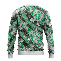 Matie Tahiti Tiare Monstera Ugly Christmas Sweater Polynesian Pattern Curve Style LT01 - Polynesian Pride