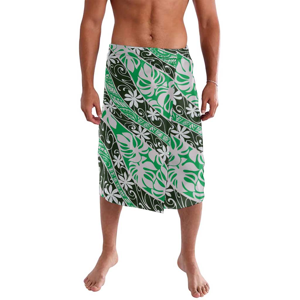 Matie Tahiti Tiare Monstera Lavalava Polynesian Pattern Curve Style LT01 Green - Polynesian Pride