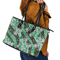 Matie Tahiti Tiare Monstera Leather Tote Bag Polynesian Pattern Curve Style LT01 - Polynesian Pride
