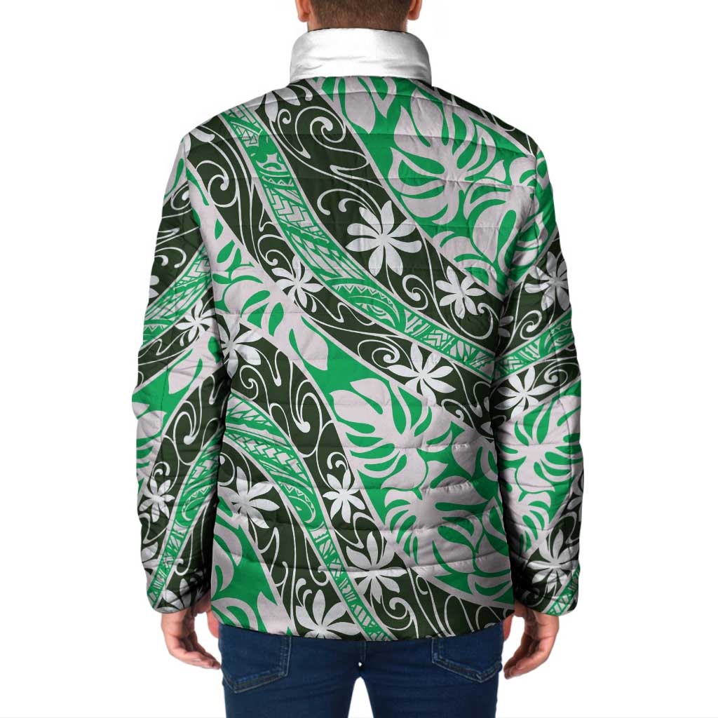 Matie Tahiti Tiare Monstera Padded Jacket Polynesian Pattern Curve Style LT01 - Polynesian Pride