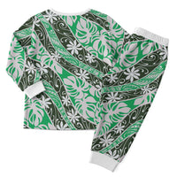 Matie Tahiti Tiare Monstera Christmas Pajama Set Polynesian Pattern Curve Style LT01 - Polynesian Pride