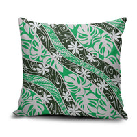 Matie Tahiti Tiare Monstera Pillow Cover Polynesian Pattern Curve Style LT01 Green - Polynesian Pride