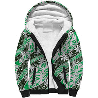 Matie Tahiti Tiare Monstera Sherpa Hoodie Polynesian Pattern Curve Style LT01 Unisex Green - Polynesian Pride