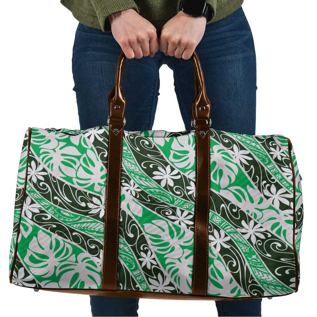 Matie Tahiti Tiare Monstera Travel Bag Polynesian Pattern Curve Style LT01 Green - Polynesian Pride