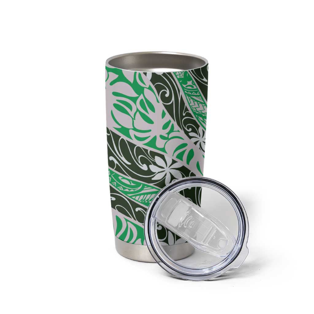 Matie Tahiti Tiare Monstera Tumbler Cup Polynesian Pattern Curve Style LT01 - Polynesian Pride