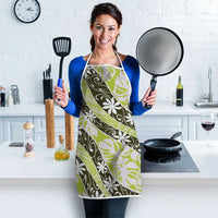 Olive Tahiti Tiare Monstera Apron Polynesian Pattern Curve Style LT01 - Polynesian Pride