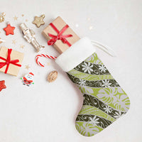 Olive Tahiti Tiare Monstera Christmas Stocking Polynesian Pattern Curve Style LT01 - Polynesian Pride
