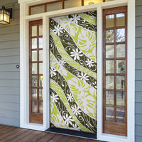 Olive Tahiti Tiare Monstera Door Cover Polynesian Pattern Curve Style LT01 - Polynesian Pride