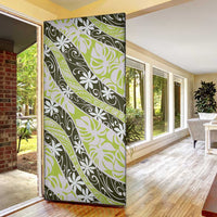 Olive Tahiti Tiare Monstera Door Cover Polynesian Pattern Curve Style LT01 - Polynesian Pride