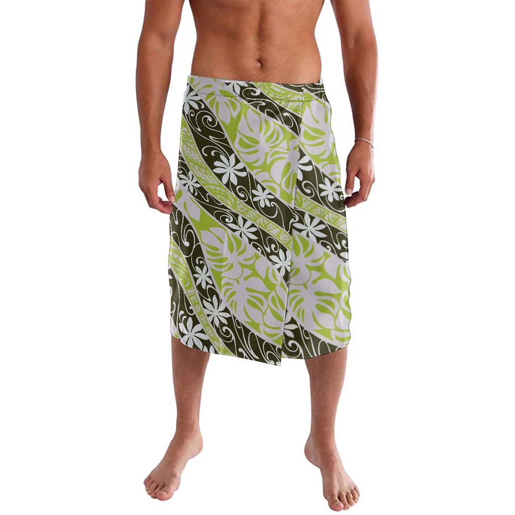 Olive Tahiti Tiare Monstera Lavalava Polynesian Pattern Curve Style LT01 Olive - Polynesian Pride
