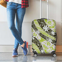 Olive Tahiti Tiare Monstera Luggage Cover Polynesian Pattern Curve Style LT01 - Polynesian Pride