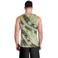 Olive Tahiti Tiare Monstera Men Tank Top Polynesian Pattern Curve Style LT01 - Polynesian Pride