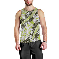 Olive Tahiti Tiare Monstera Men Tank Top Polynesian Pattern Curve Style LT01 - Polynesian Pride