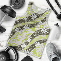 Olive Tahiti Tiare Monstera Men Tank Top Polynesian Pattern Curve Style LT01 - Polynesian Pride