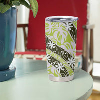 Olive Tahiti Tiare Monstera Tumbler Cup Polynesian Pattern Curve Style LT01 - Polynesian Pride