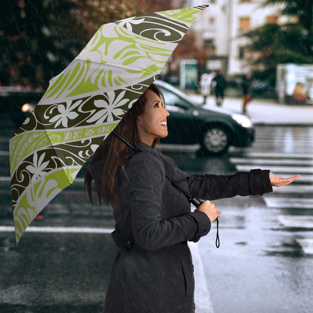 Olive Tahiti Tiare Monstera Umbrella Polynesian Pattern Curve Style LT01 - Polynesian Pride