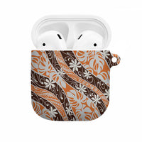 Puatou Tahiti Tiare Monstera AirPods Case Polynesian Pattern Curve Style LT01 Orange - Polynesian Pride