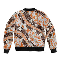 Puatou Tahiti Tiare Monstera Bomber Jacket Polynesian Pattern Curve Style LT01 - Polynesian Pride