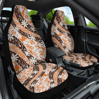 Puatou Tahiti Tiare Monstera Car Seat Cover Polynesian Pattern Curve Style LT01 One Size Orange - Polynesian Pride