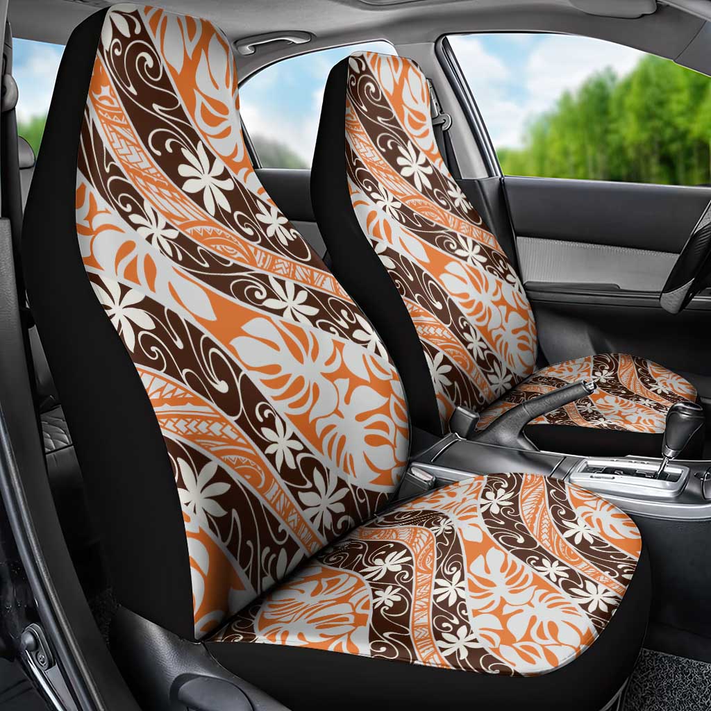 Puatou Tahiti Tiare Monstera Car Seat Cover Polynesian Pattern Curve Style LT01 - Polynesian Pride