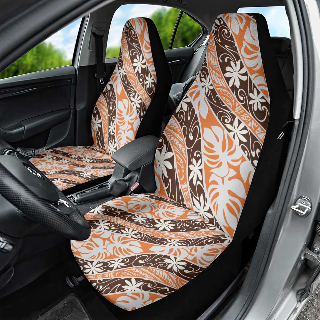 Puatou Tahiti Tiare Monstera Car Seat Cover Polynesian Pattern Curve Style LT01 - Polynesian Pride