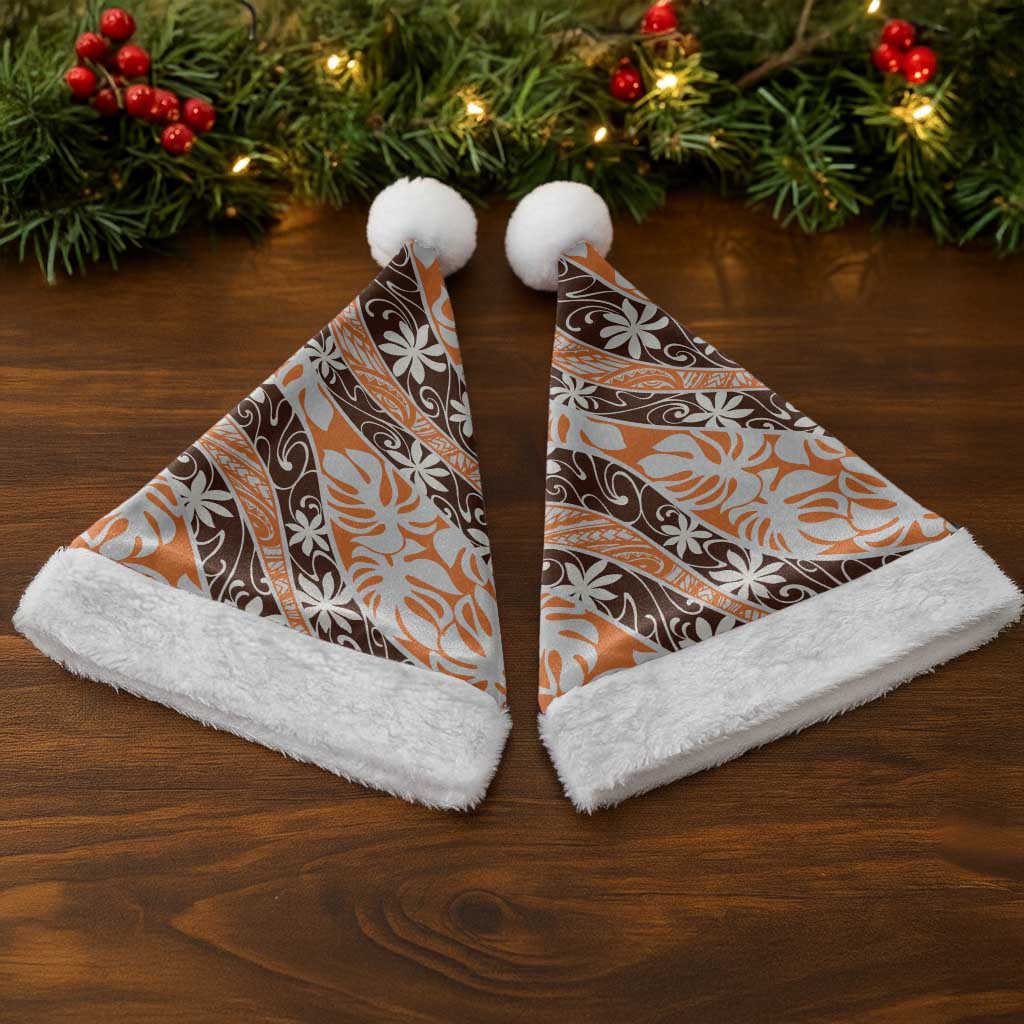 Puatou Tahiti Tiare Monstera Christmas Santa Hat Polynesian Pattern Curve Style LT01 - Polynesian Pride