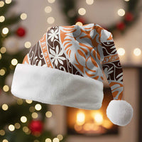 Puatou Tahiti Tiare Monstera Christmas Santa Hat Polynesian Pattern Curve Style LT01 Without Fur Orange - Polynesian Pride