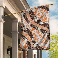 Puatou Tahiti Tiare Monstera Garden Flag Polynesian Pattern Curve Style LT01 House Flag Orange - Polynesian Pride