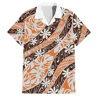 Puatou Tahiti Tiare Monstera Hawaiian Shirt Polynesian Pattern Curve Style LT01 Orange - Polynesian Pride