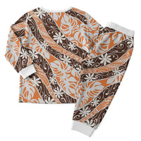 Puatou Tahiti Tiare Monstera Christmas Pajama Set Polynesian Pattern Curve Style LT01 - Polynesian Pride