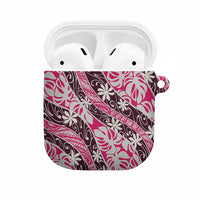 Tarona Tahiti Tiare Monstera AirPods Case Polynesian Pattern Curve Style LT01 Pink - Polynesian Pride