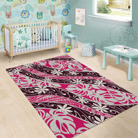 Tarona Tahiti Tiare Monstera Area Rug Polynesian Pattern Curve Style LT01 - Polynesian Pride