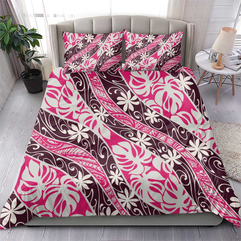 Tarona Tahiti Tiare Monstera Bedding Set Polynesian Pattern Curve Style LT01 - Polynesian Pride