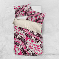 Tarona Tahiti Tiare Monstera Bedding Set Polynesian Pattern Curve Style LT01 US Twin 172cm x 218cm Pink - Polynesian Pride