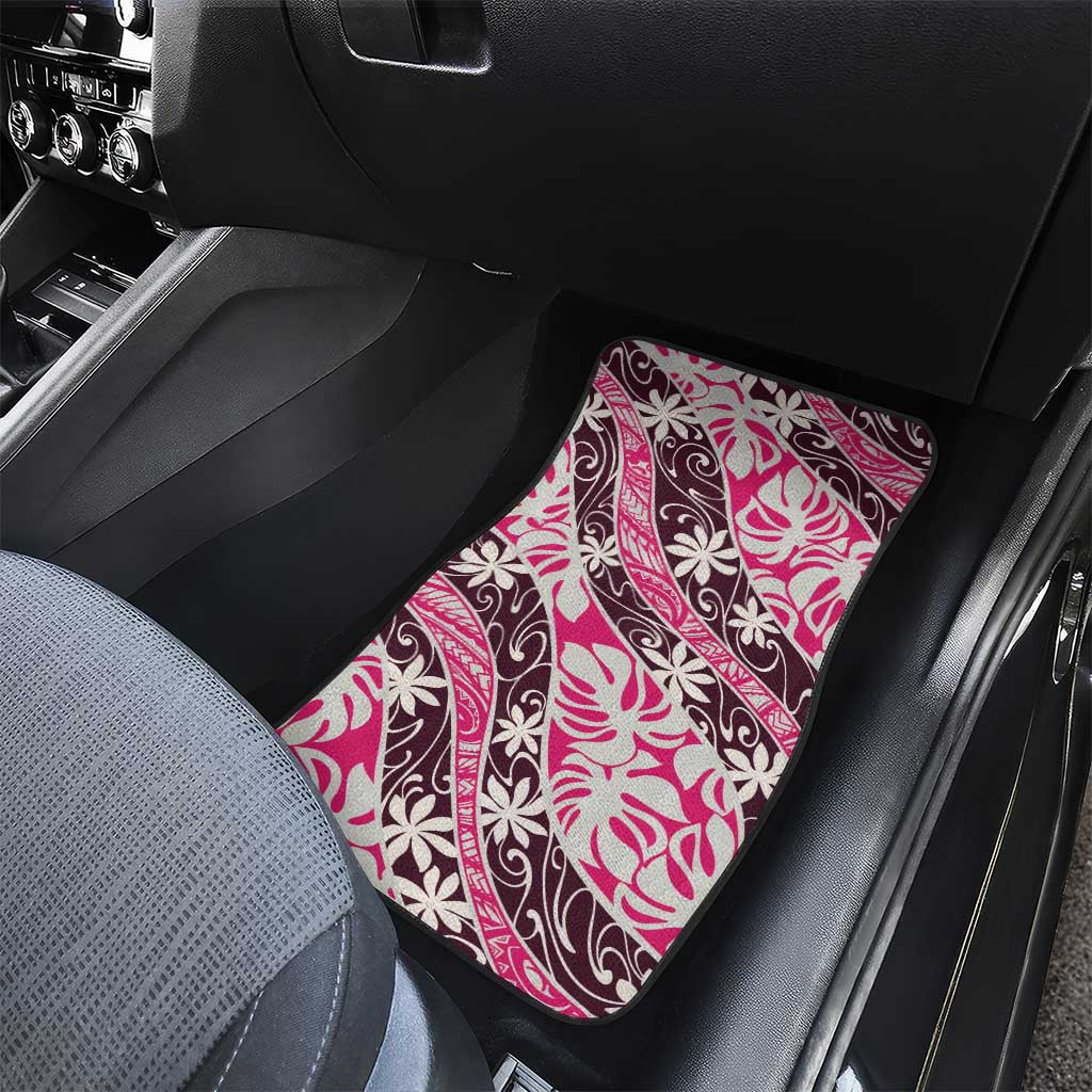Tarona Tahiti Tiare Monstera Car Mats Polynesian Pattern Curve Style LT01 - Polynesian Pride