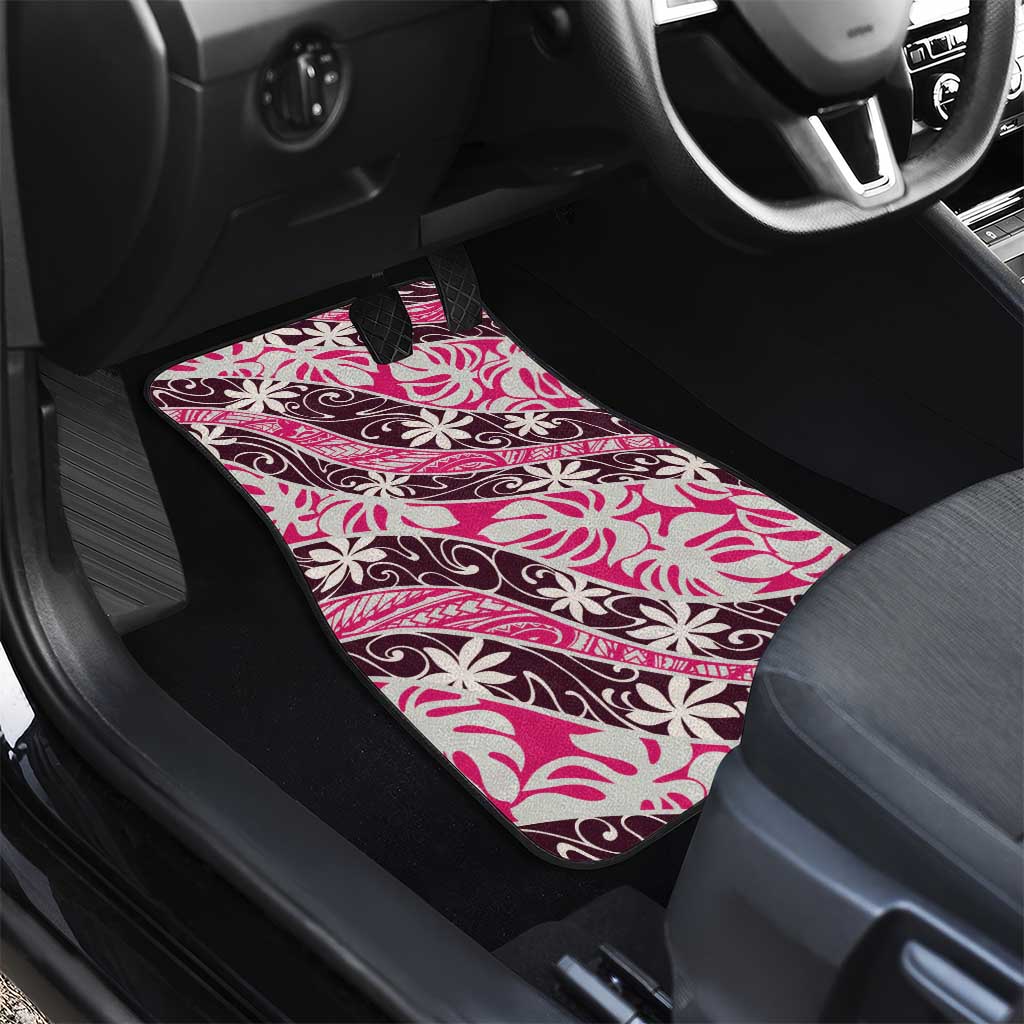 Tarona Tahiti Tiare Monstera Car Mats Polynesian Pattern Curve Style LT01 - Polynesian Pride