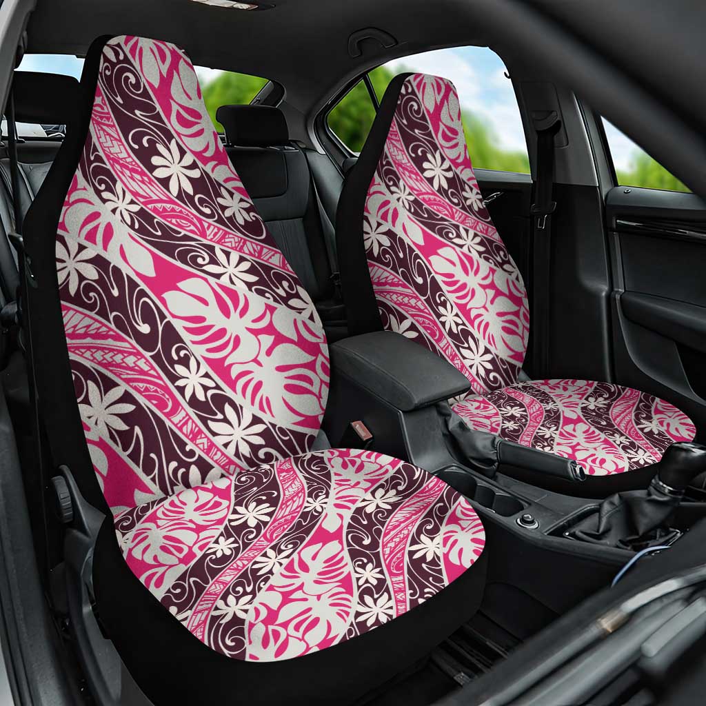 Tarona Tahiti Tiare Monstera Car Seat Cover Polynesian Pattern Curve Style LT01 One Size Pink - Polynesian Pride