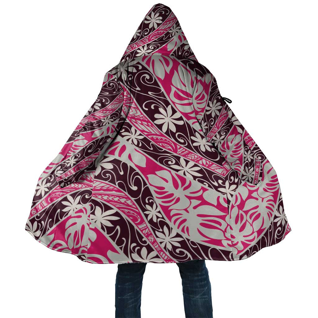 Tarona Tahiti Tiare Monstera Cloak Polynesian Pattern Curve Style LT01 Unisex Pink - Polynesian Pride
