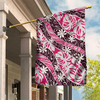 Tarona Tahiti Tiare Monstera Garden Flag Polynesian Pattern Curve Style LT01 House Flag Pink - Polynesian Pride