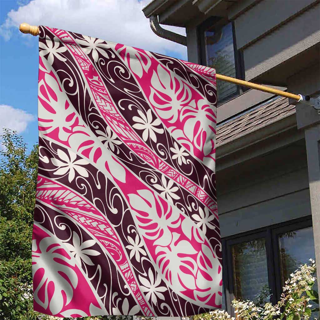 Tarona Tahiti Tiare Monstera Garden Flag Polynesian Pattern Curve Style LT01 - Polynesian Pride