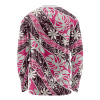 Tarona Tahiti Tiare Monstera Long Sleeve Shirt Polynesian Pattern Curve Style LT01 - Polynesian Pride