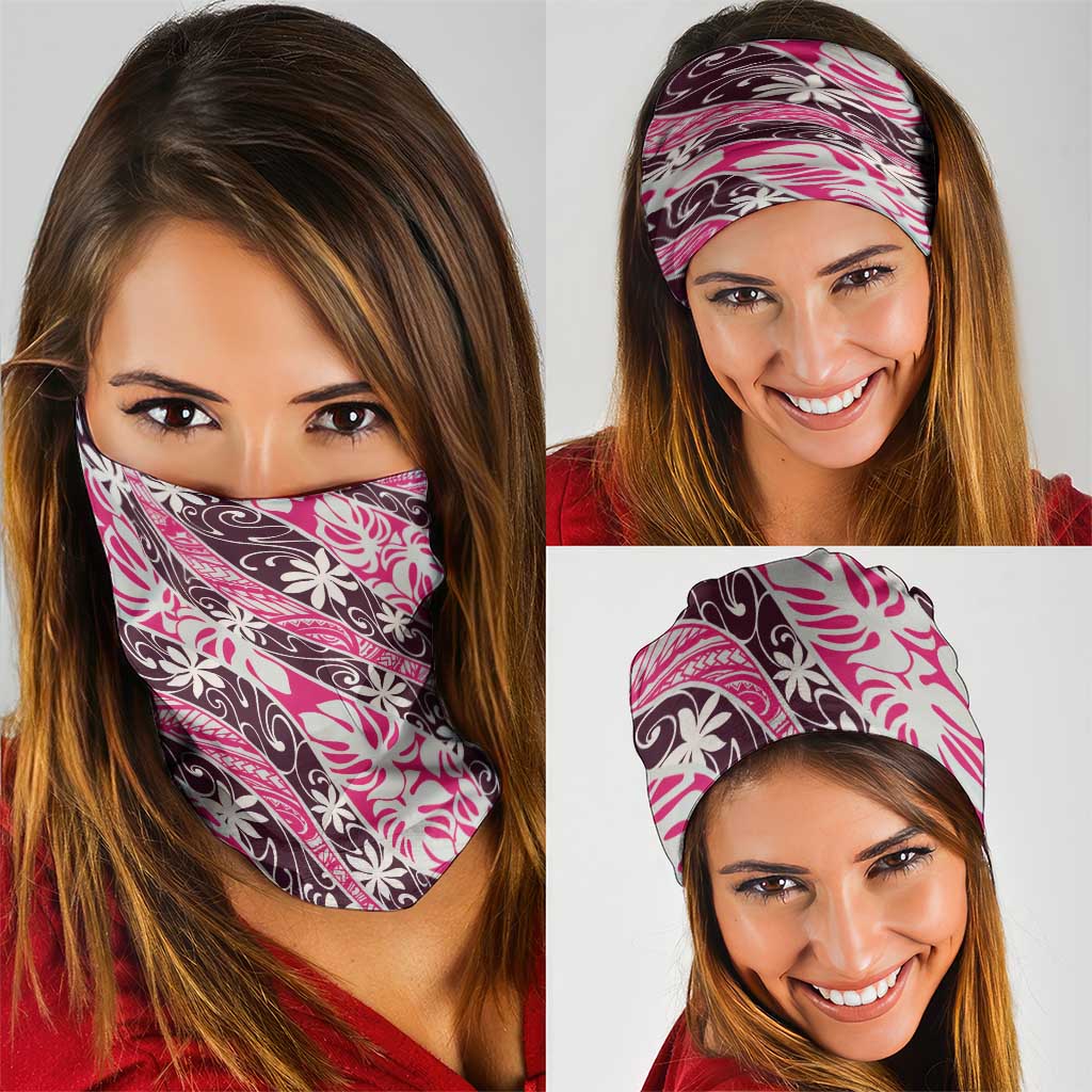 Tarona Tahiti Tiare Monstera Neck Gaiter Polynesian Pattern Curve Style LT01 - Polynesian Pride