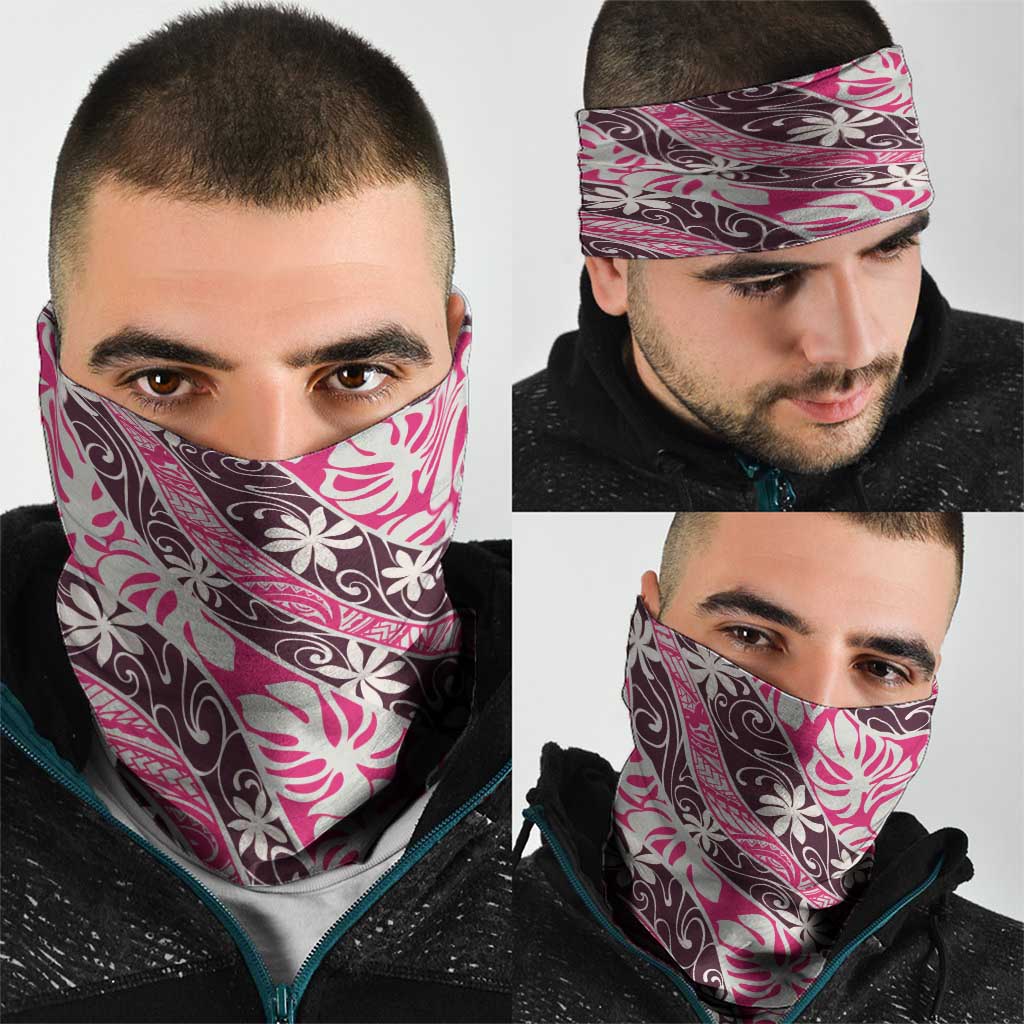 Tarona Tahiti Tiare Monstera Neck Gaiter Polynesian Pattern Curve Style LT01 - Polynesian Pride