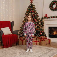 Tarona Tahiti Tiare Monstera Christmas Pajama Set Polynesian Pattern Curve Style LT01 Kid Pink - Polynesian Pride
