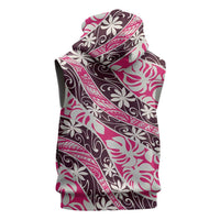Tarona Tahiti Tiare Monstera Sleeveless Hoodie Polynesian Pattern Curve Style LT01 - Polynesian Pride